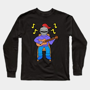 Cute cartoon knight playing guitar Long Sleeve T-Shirt